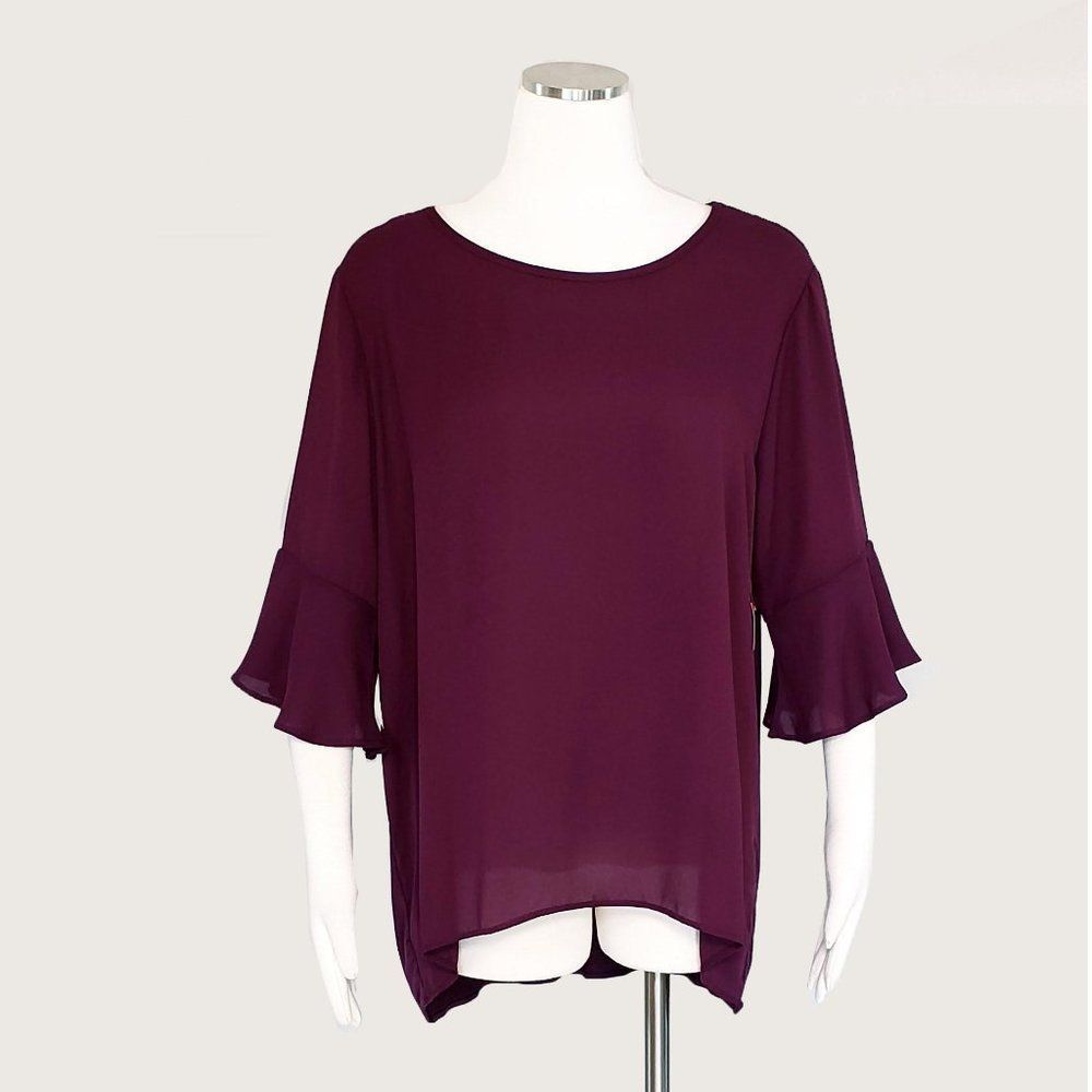 Jacklyn Smith Collection High-Low Ruffle Top NWT